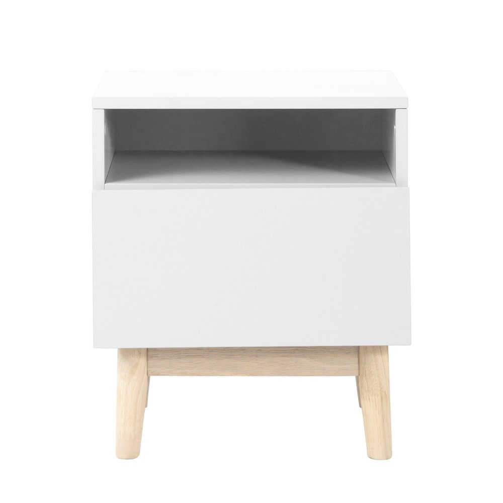 Wooden vintage bedside table in white W 40cm Artic Maisons du Monde