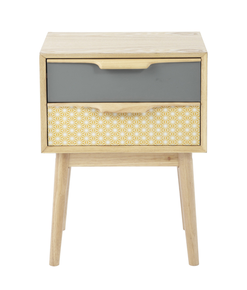 Wooden vintage bedside table with drawers W 42cm Fjord Maisons du Monde