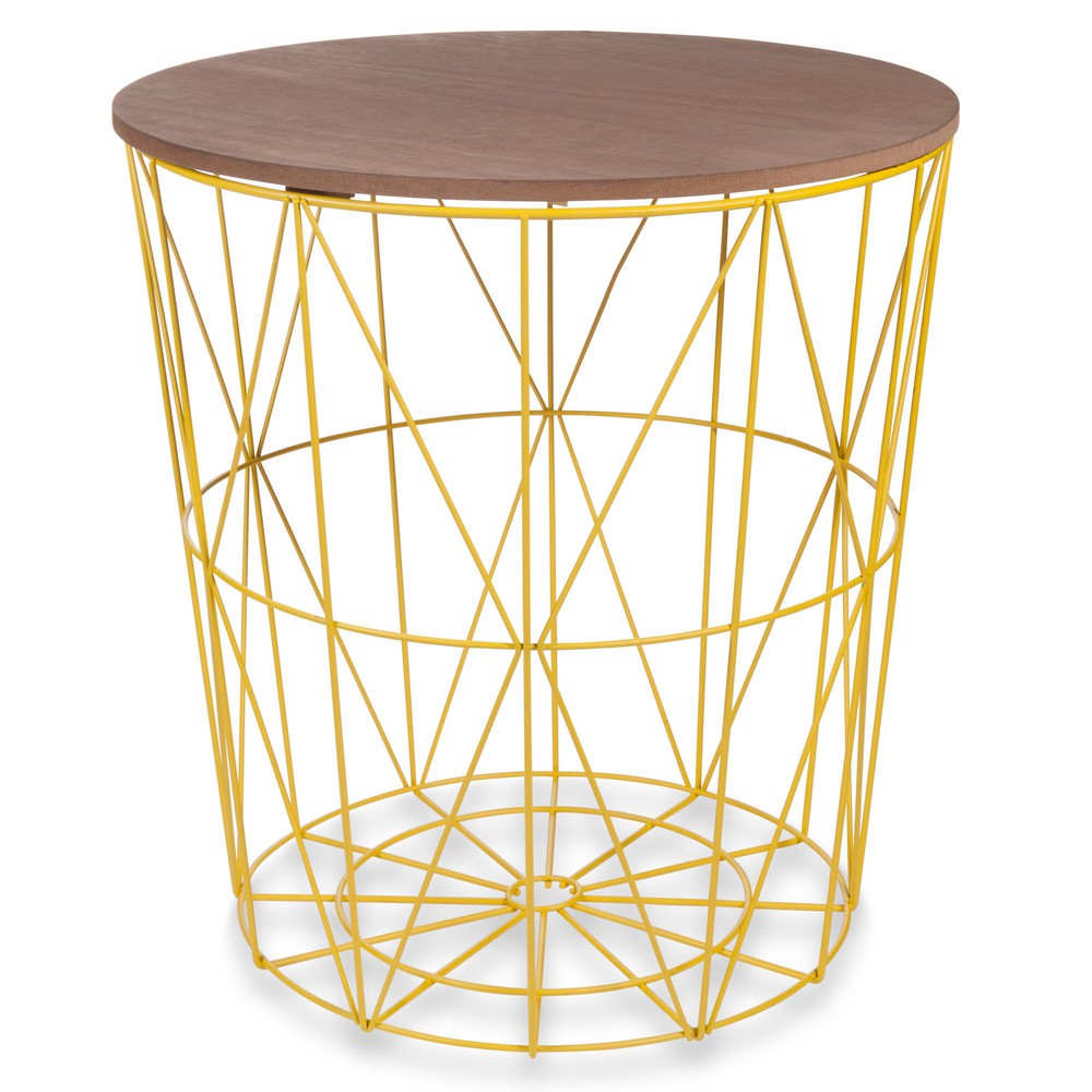 ZIGZAG yellow metal side table, D40cm Maisons du Monde