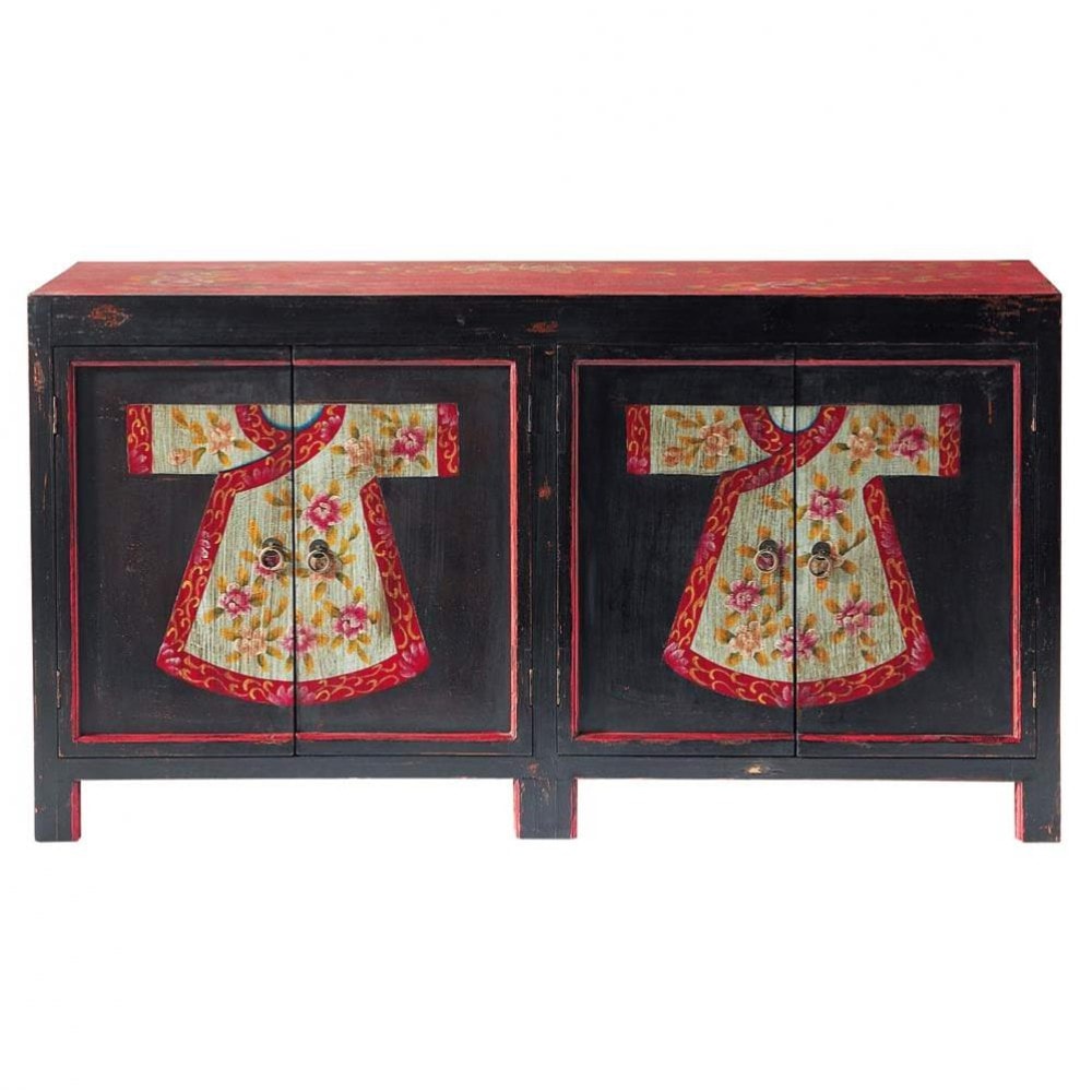 0403023802_Slaapkamer Rood En Zwart Slaapkamer Rood En Zwart : Chinese Painted Sideboard