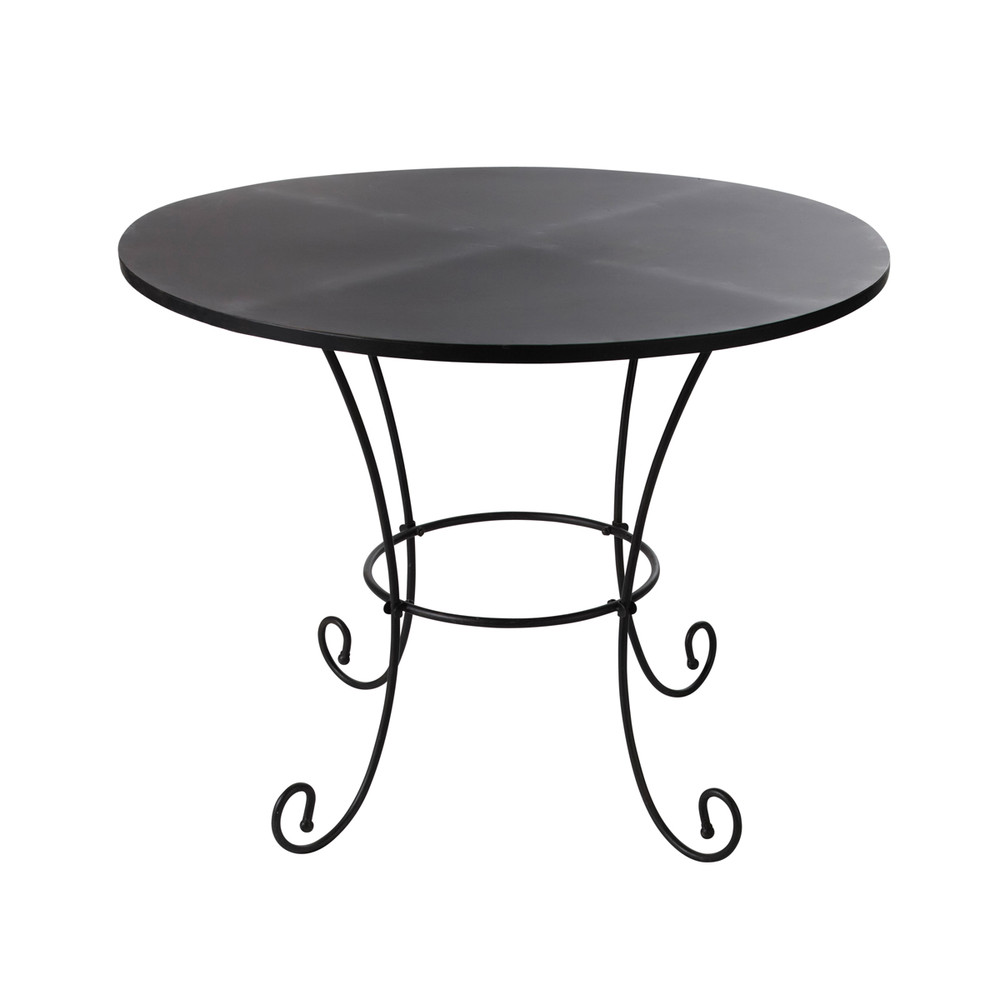 Zwarte metalen en smeedijzeren tuintafel d 100 cm saint germain ... Salontafel ronde zwarte