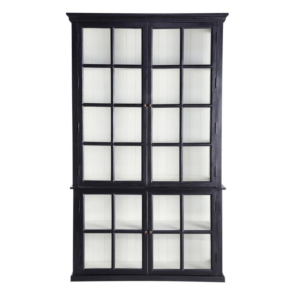 Mango wood bookcase in black w 135cm - home and garden furni.