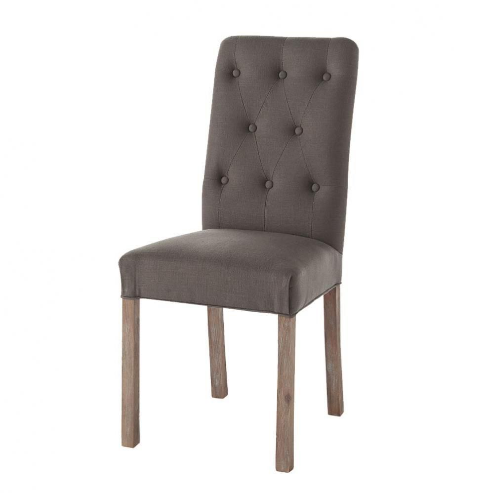 Superb Maison Du Monde Chaises #5: Chaise Capitonnée En Lin Et Pacanier Taupe Grisé Elizabeth | Maisons Du Monde Superb Maison Du Monde Chaises #5: Chaise Capitonnée En Lin Et Pacanier Taupe Grisé Elizabeth | Maisons Du Monde