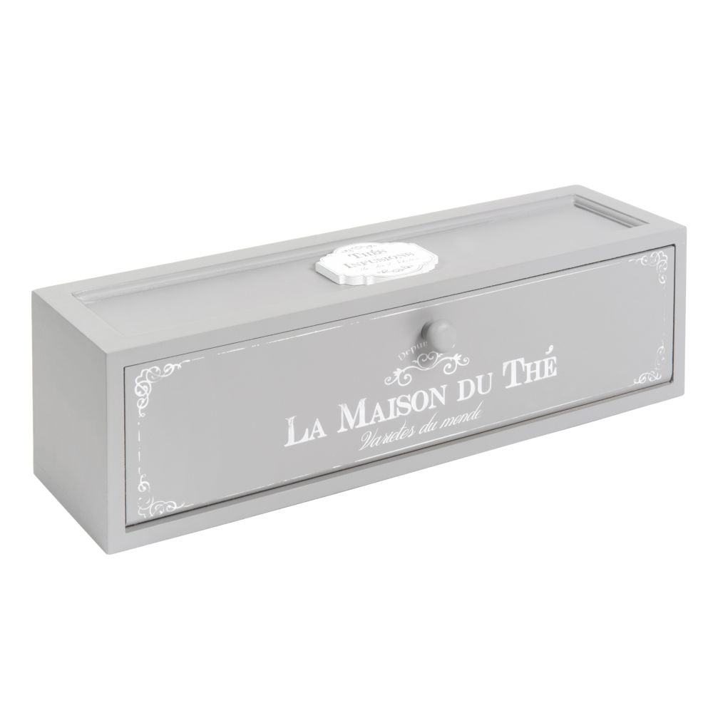 Boite A The Maisons Du Monde MAISON DU THE tea box in grey 10 x 37 cm | Maisons du Monde