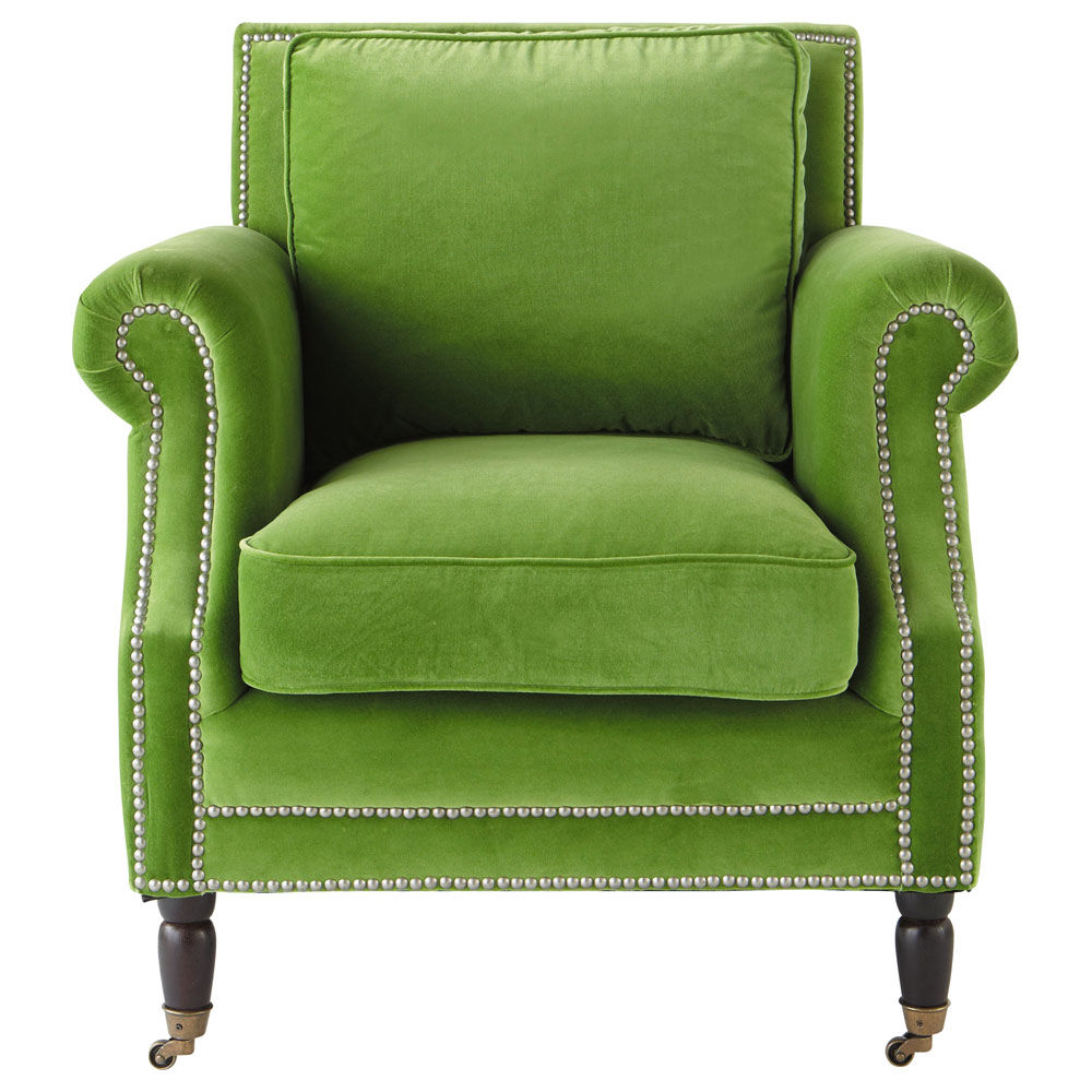Velvet Armchair In Green Baudelaire Maisons Du Monde - velvet armchair in green baudelaire maisons du monde -