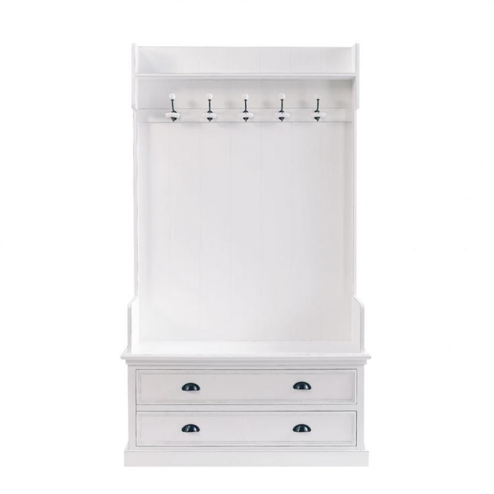 Beau Meuble Entree Maison Du Monde #2: Meuble Du0027entrée Avec 5 Patères Blanc L 110 Cm Newport | Maisons Du Monde Beau Meuble Entree Maison Du Monde #2: Meuble Du0027entrée Avec 5 Patères Blanc L 110 Cm Newport | Maisons Du Monde