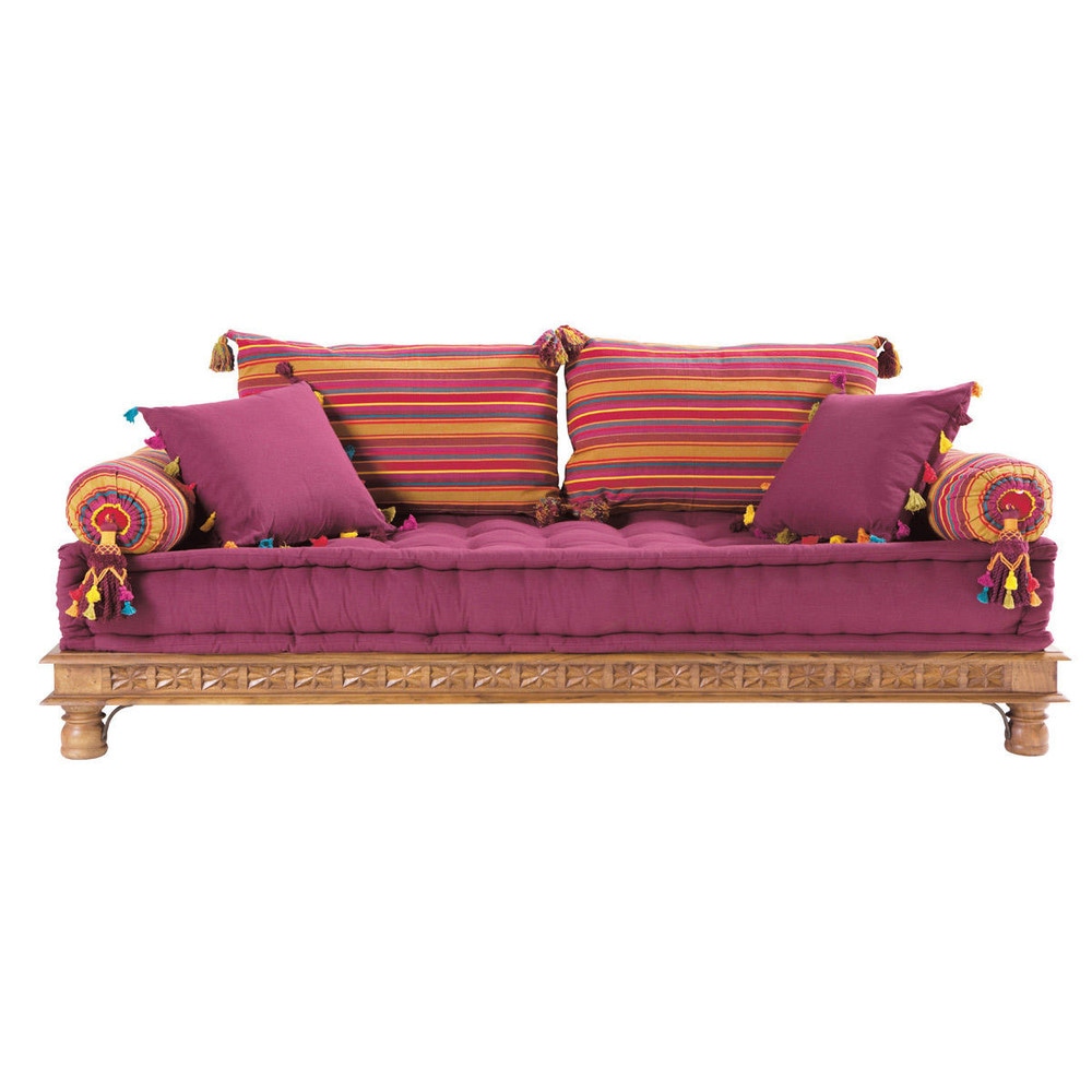 2/3 seater cotton Indian day bed, multicoloured Pondichéry Maisons du