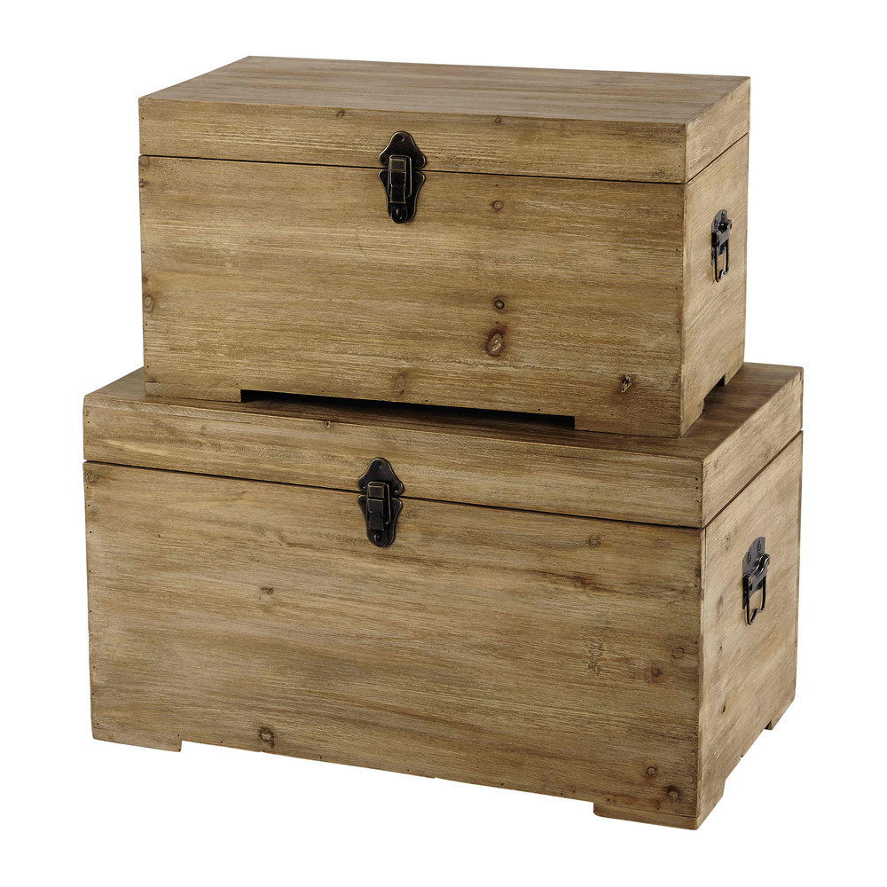 2 malles en bois l 59 cm et l 69 cm chalet maisons du monde 2 malles en bois l 59 cm et l 69 cm chalet maisons du monde