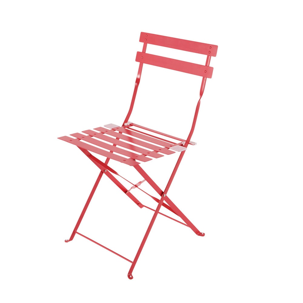 2 Metal Folding Garden Chairs in Red Confetti Maisons du Monde