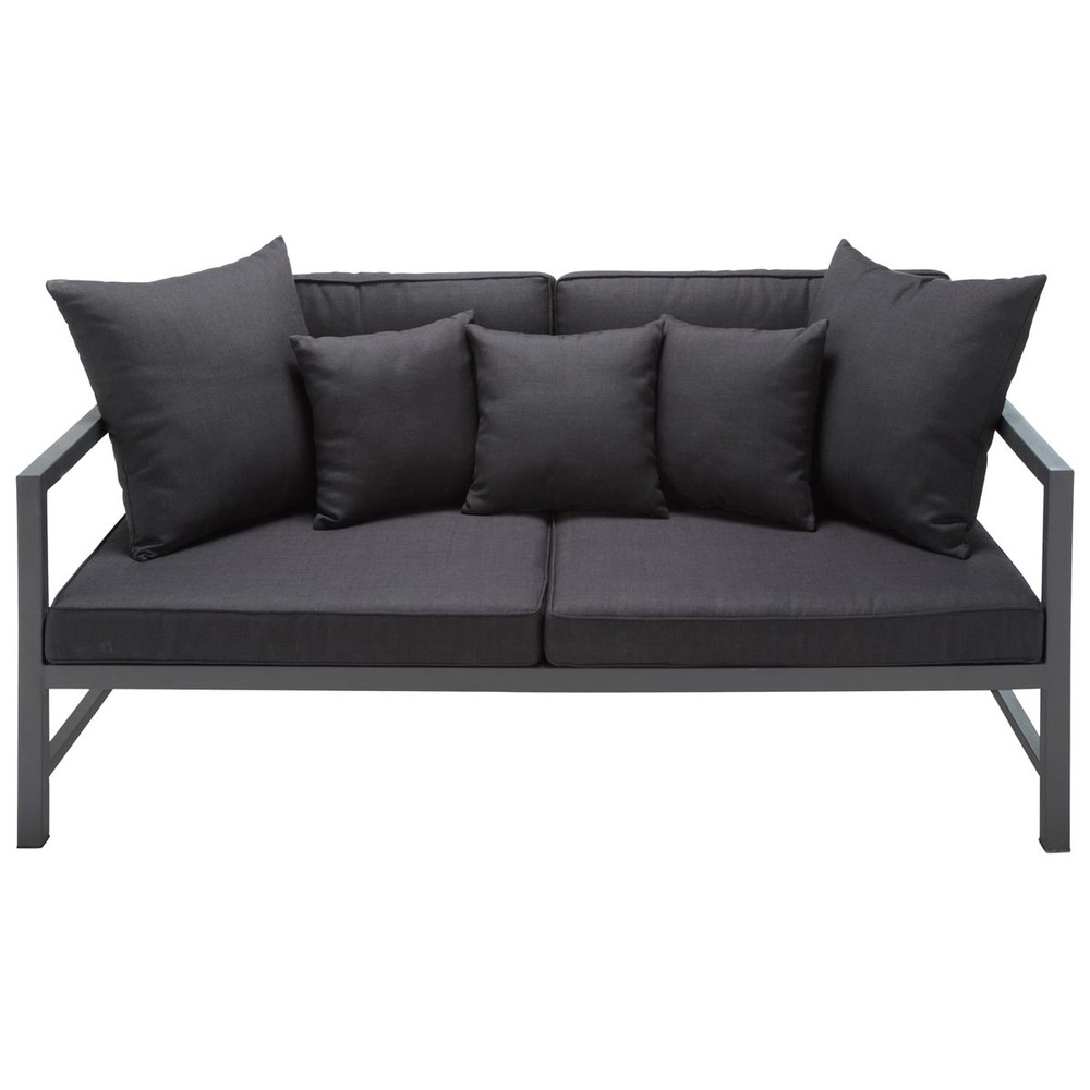 2 seater aluminium garden bench seat in charcoal grey ...
