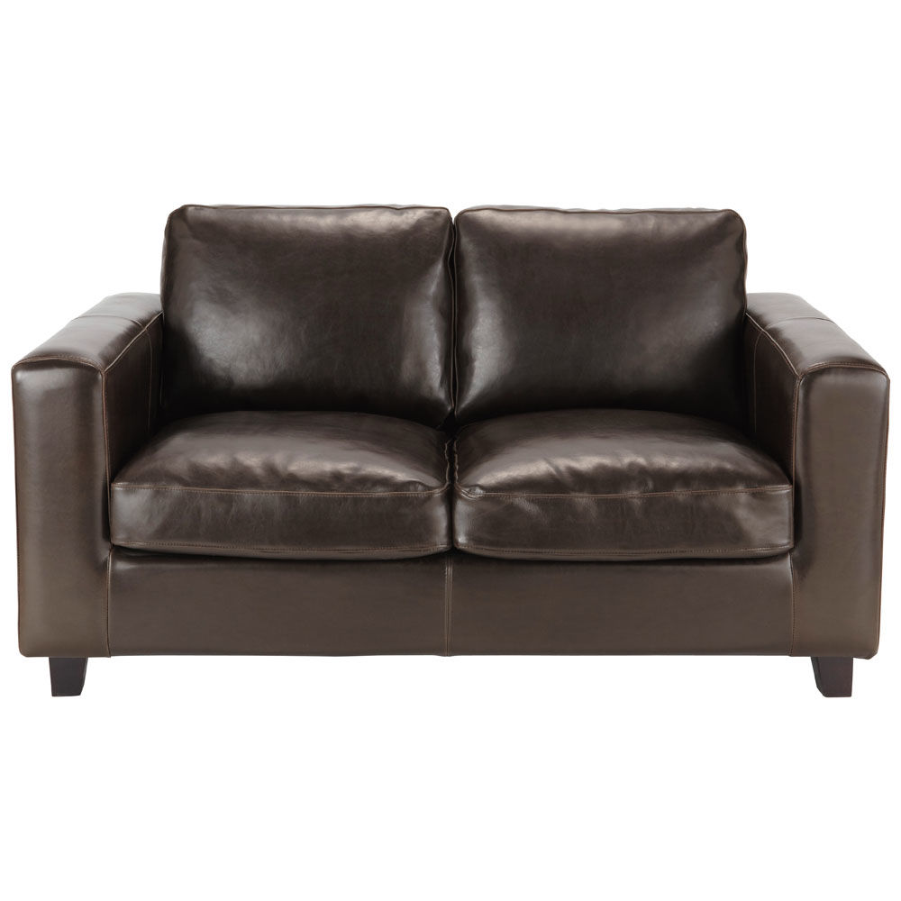 2 Seater Split Leather Sofa In Brown Kennedy Maisons Du Monde