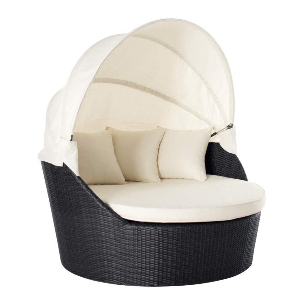 2 seater wicker garden sofa in black Antibes | Maisons du ...