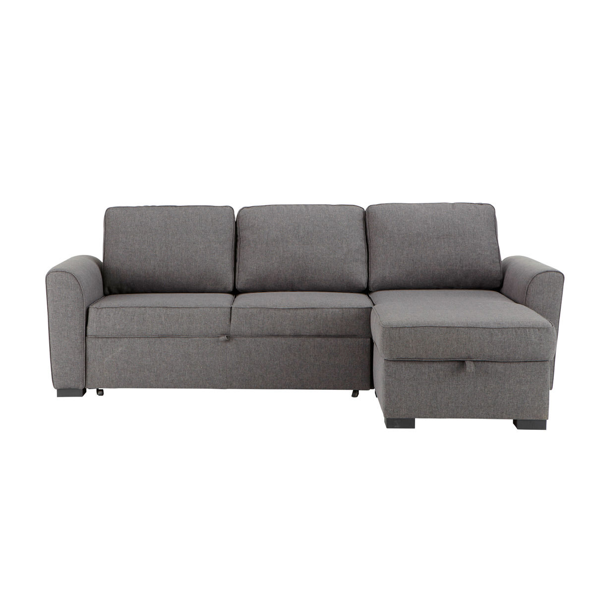 3 4 Seater Grey Fabric Corner Sofa Bed Montréal Maisons Du Monde