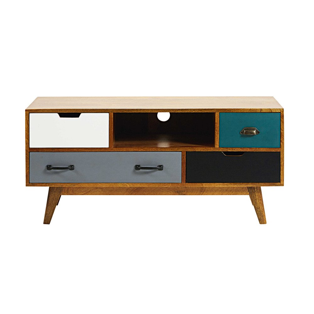 4drawer solid mango wood TV unit Picadilly Maisons du Monde