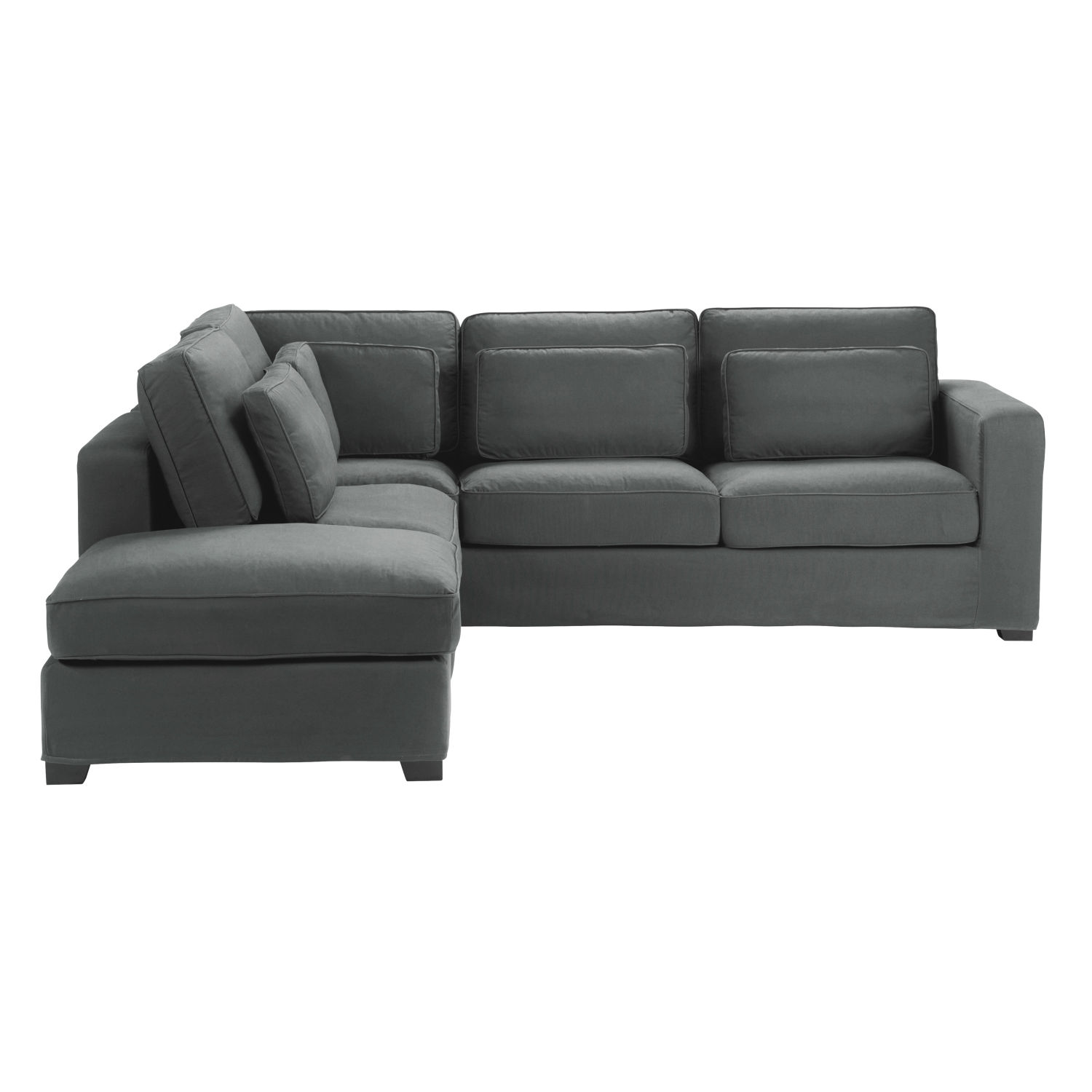 5 Seater Cotton Corner Sofa In Slate Grey Milano Maisons Du Monde