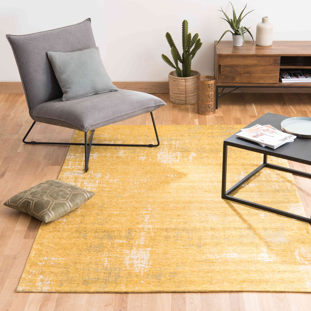 Alfombra mostaza de algodón 140 × 200 cm FEEL Maisons du Monde Alfombra mostaza de algodón 140 × 200 cm FEEL Maisons du Monde