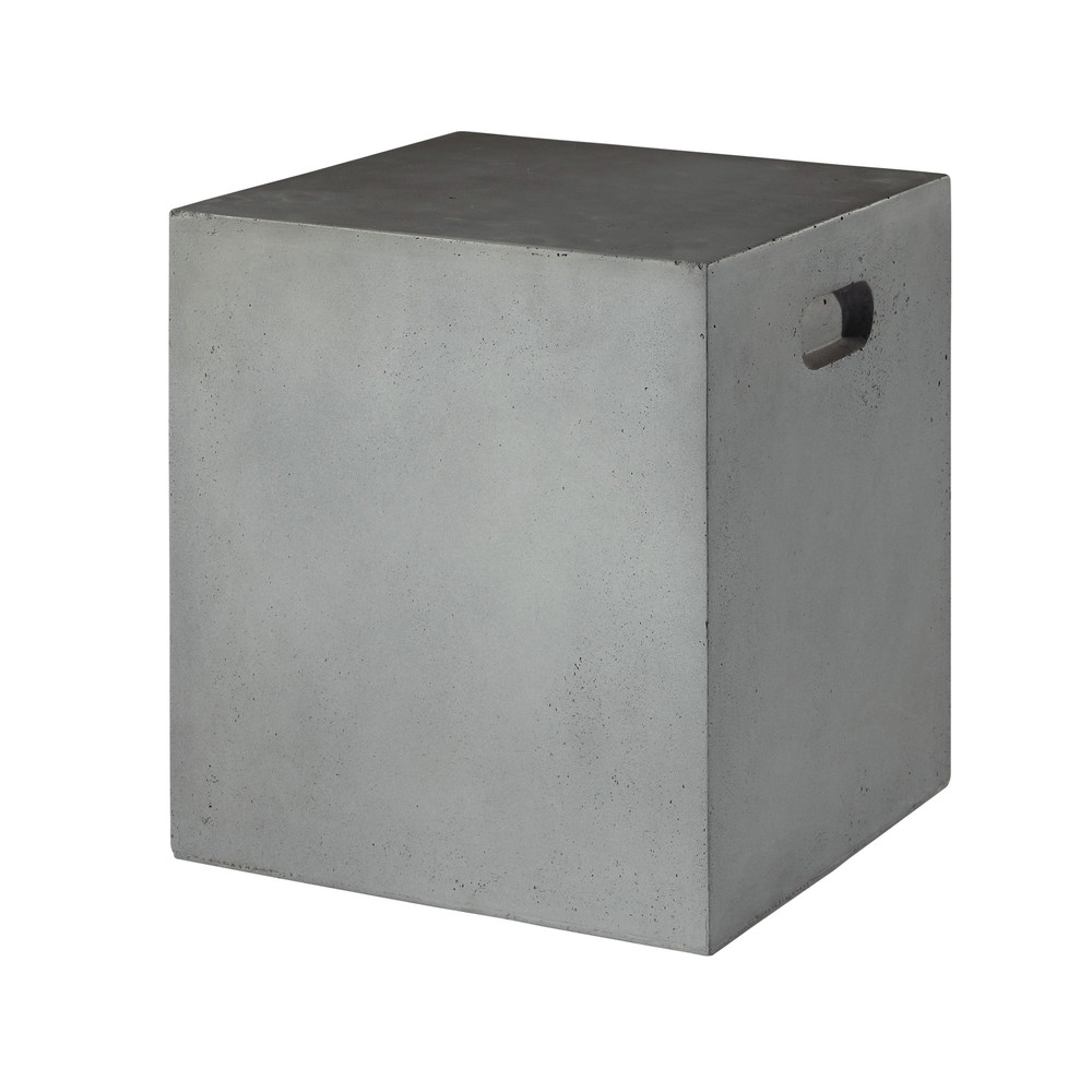 ALMADA concrete look resin garden stool in grey Maisons du Monde