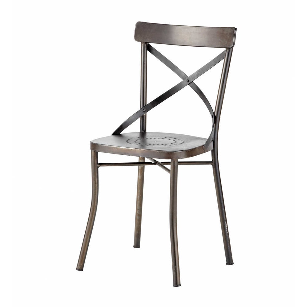 Antiqued Black Metal Garden Chair Tradition Maisons du Monde