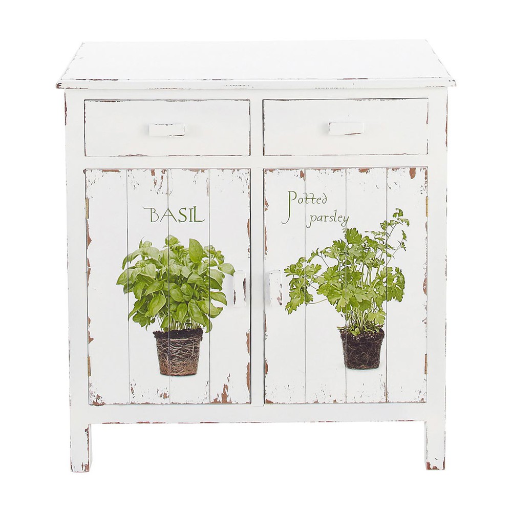 Aparador de cocina de madera blanco An 80 cm Aromates Maisons du Monde Armario Branco E Vermelho ~ Aparador de cocina de madera blanco An 80 cm Aromates Maisons du Monde