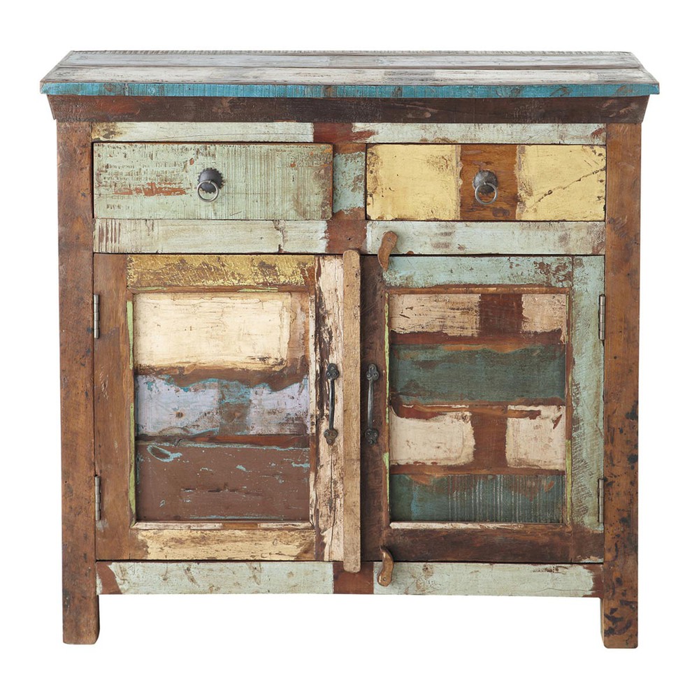 Aparador de madera reciclada de colores An 90 cm Calanque Maisons du Monde Armario Farmacia Rustico ~ Aparador de madera reciclada de colores An 90 cm Calanque Maisons du Monde