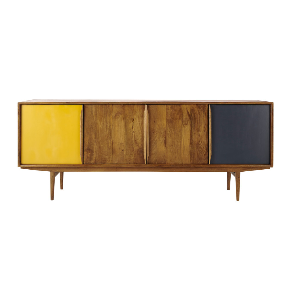Aparador vintage de madera de mango gris amarillo An 220 cm Janeiro Maisons du Monde Valmor Artesanato Joinville ~ Aparador vintage de madera de mango gris amarillo An 220 cm Janeiro Maisons du Monde