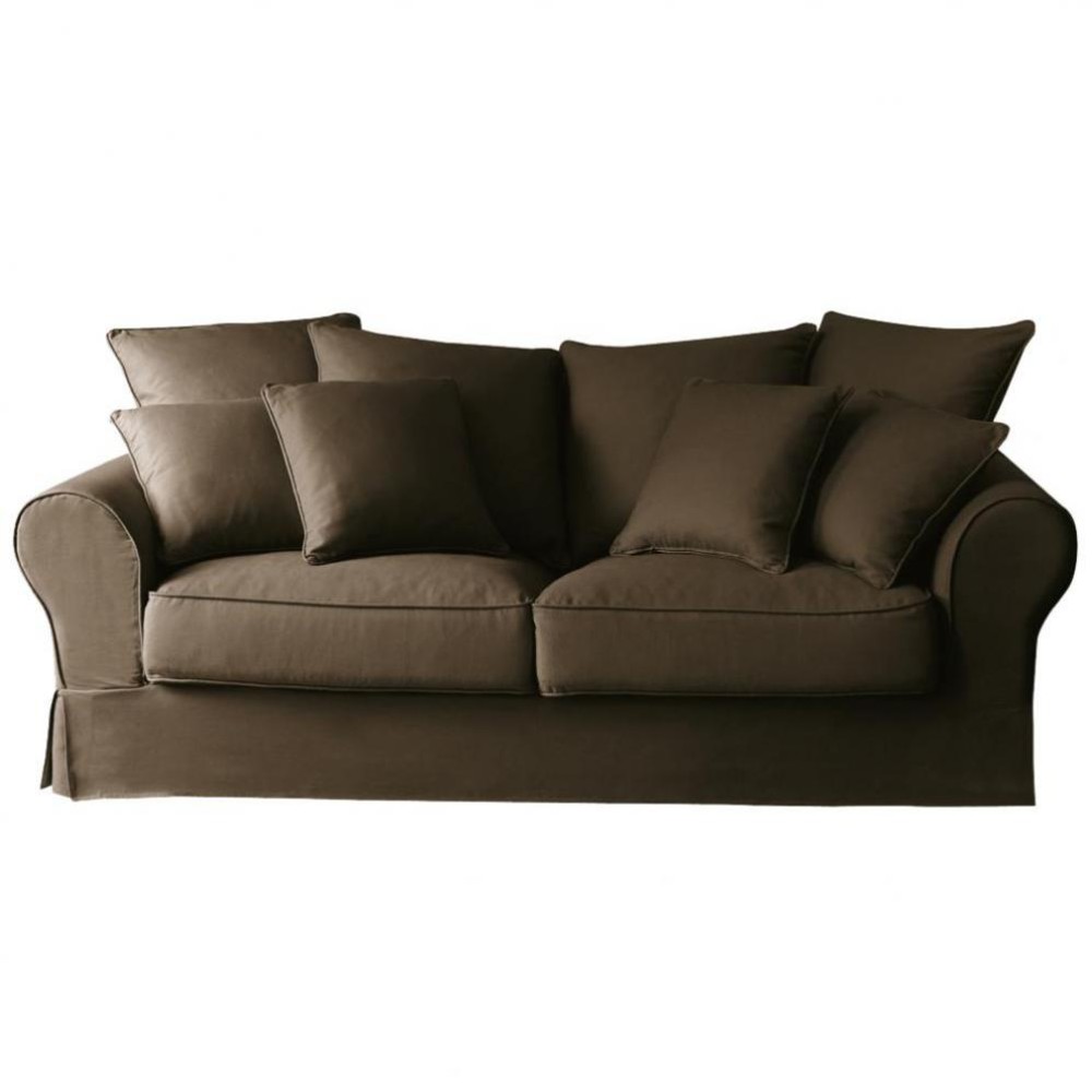 Ausziehbares 3-Sitzer-Sofa aus Baumwolle, schokoladenbraun Bastide