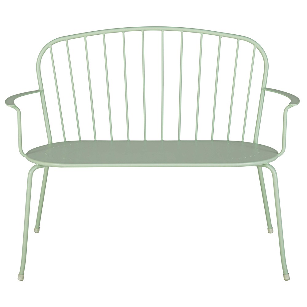 Banco de jardín apilable de 2/3 plazas de metal verde claro Holly