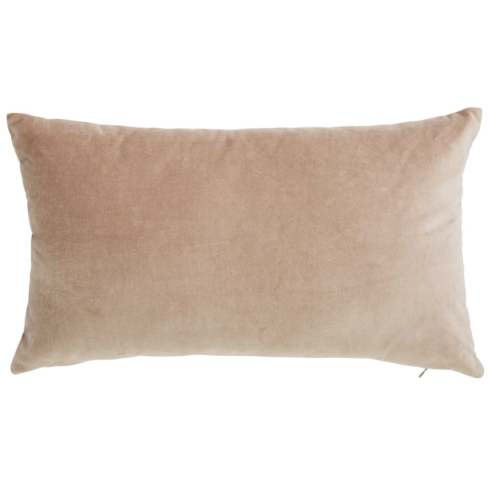Beige fabric and velvet cushion 30 x 50 cm Maisons du Monde