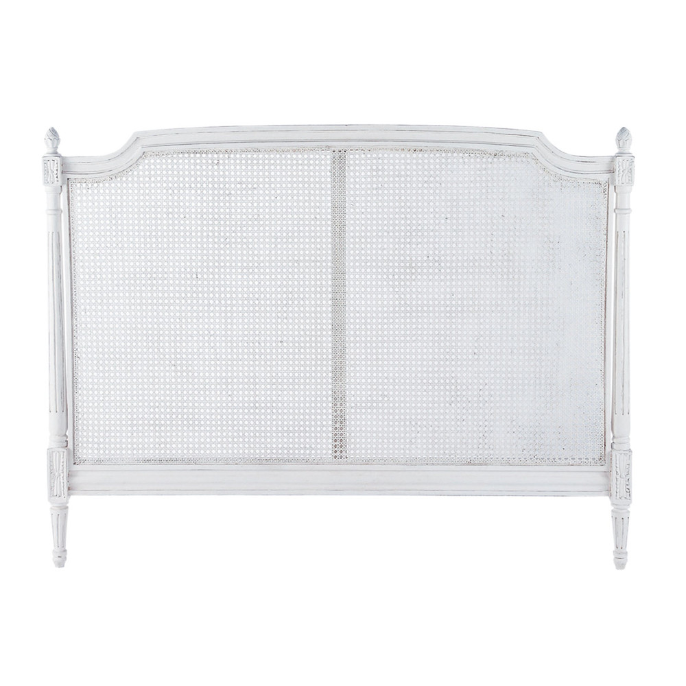 Bett-Kopfteil aus Mangoholz, B 140 cm, elfenbein patiniert Saint-Rémy