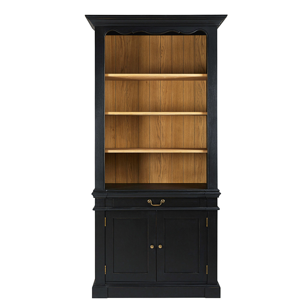 Black Acacia 1Drawer 2Door Bookcase Versailles Maisons du Monde