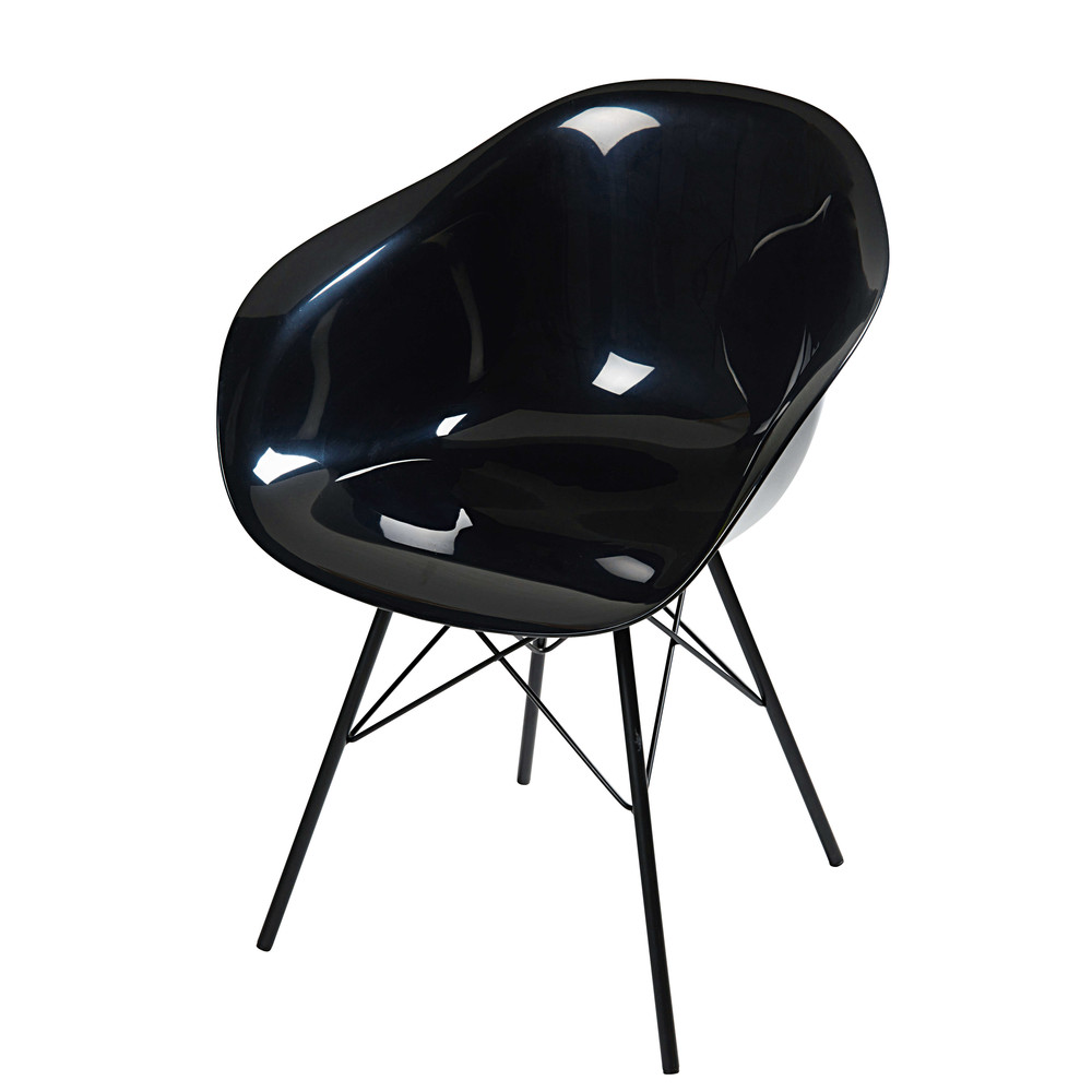 Black armchair with black metal legs Parker Maisons du Monde