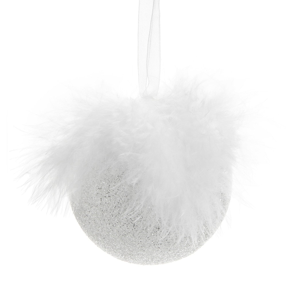 Boule de Noël à plumes blanche D 8 cm ÉCLAT Maisons du Monde
