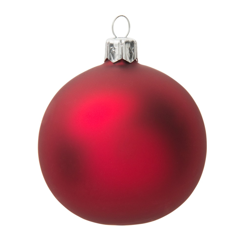 boule de noël en verre mat 7 cm carmin maisons du lit christmas
