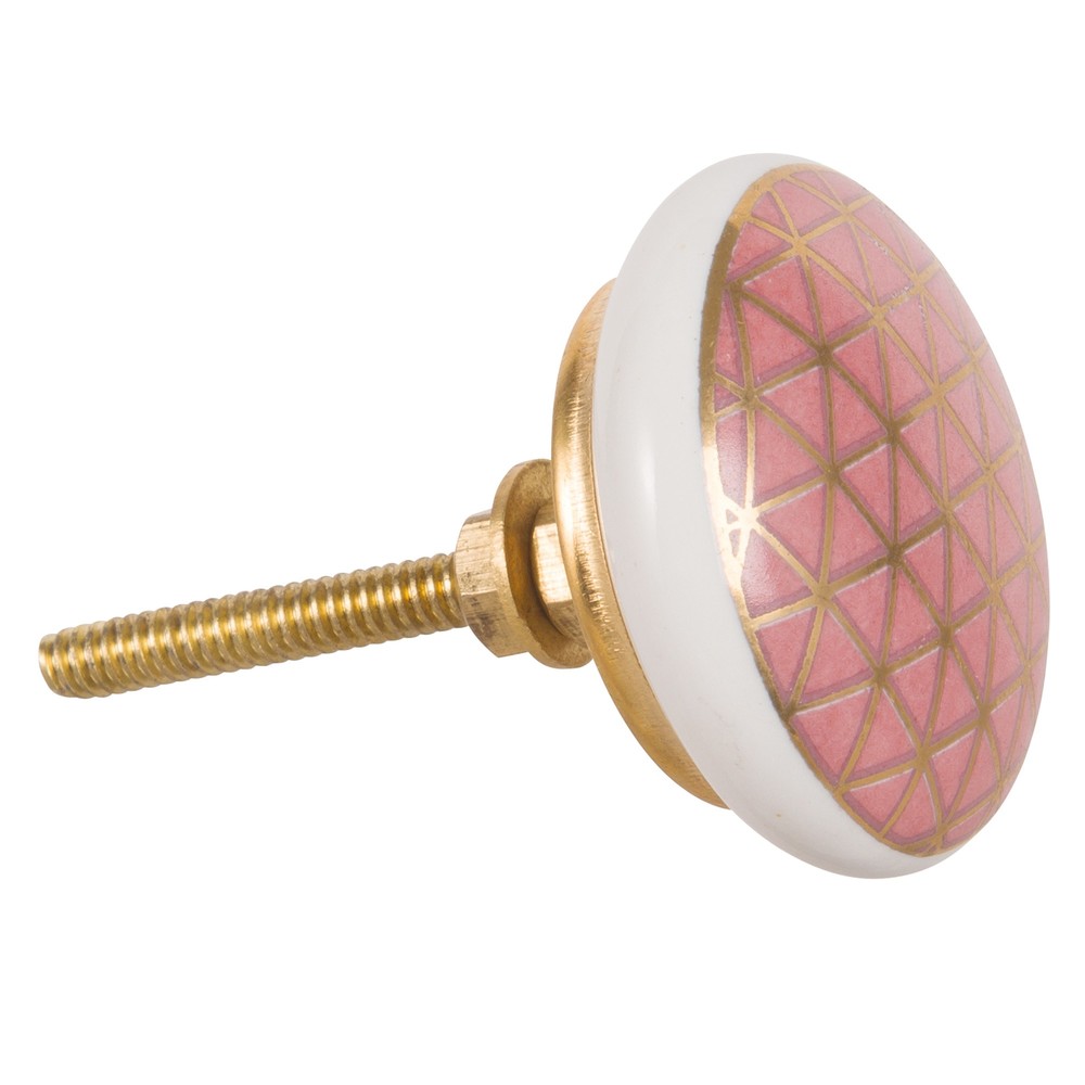 Bouton De Porte Porcelaine Maison Du Monde Bouton de porte en faïence rose motifs dorés | Maisons du Monde