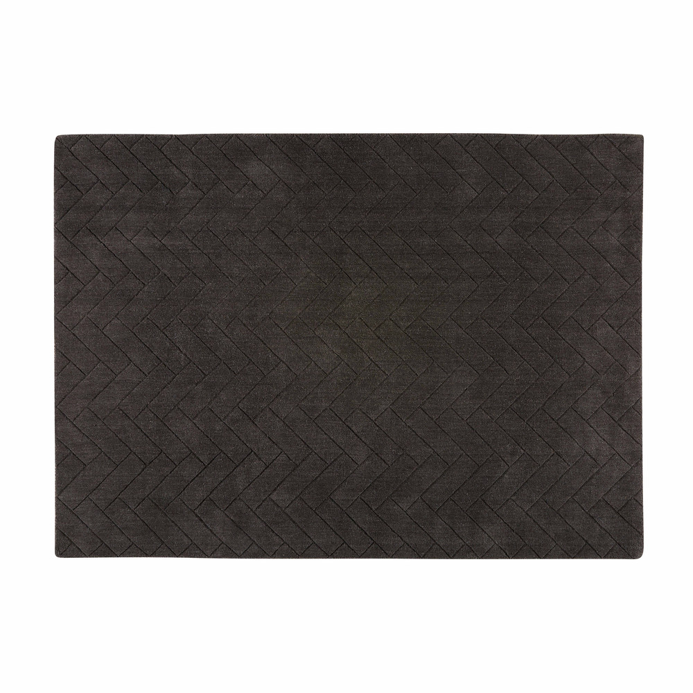 BRIKIA patterned charcoal grey wool rug 140 x 200 cm Maisons du Monde
