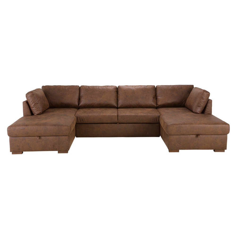 Brown 7-Seater Microsuede U-Shaped Sofa Bed Brown 7-Seater Microsuede U-Shaped Sofa Bed