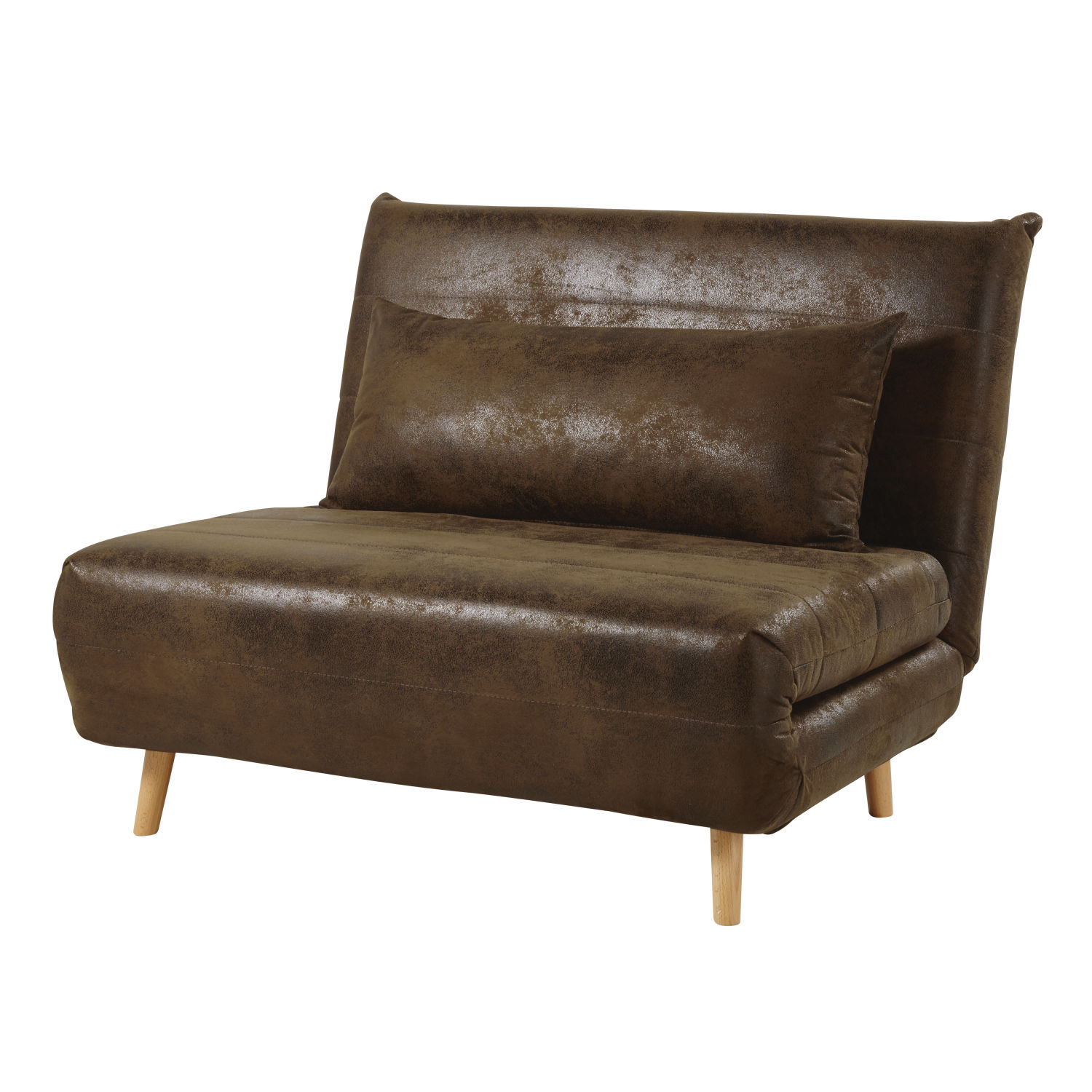 Brown Faux Suede Single Day Bed Sofa Nio Maisons Du Monde