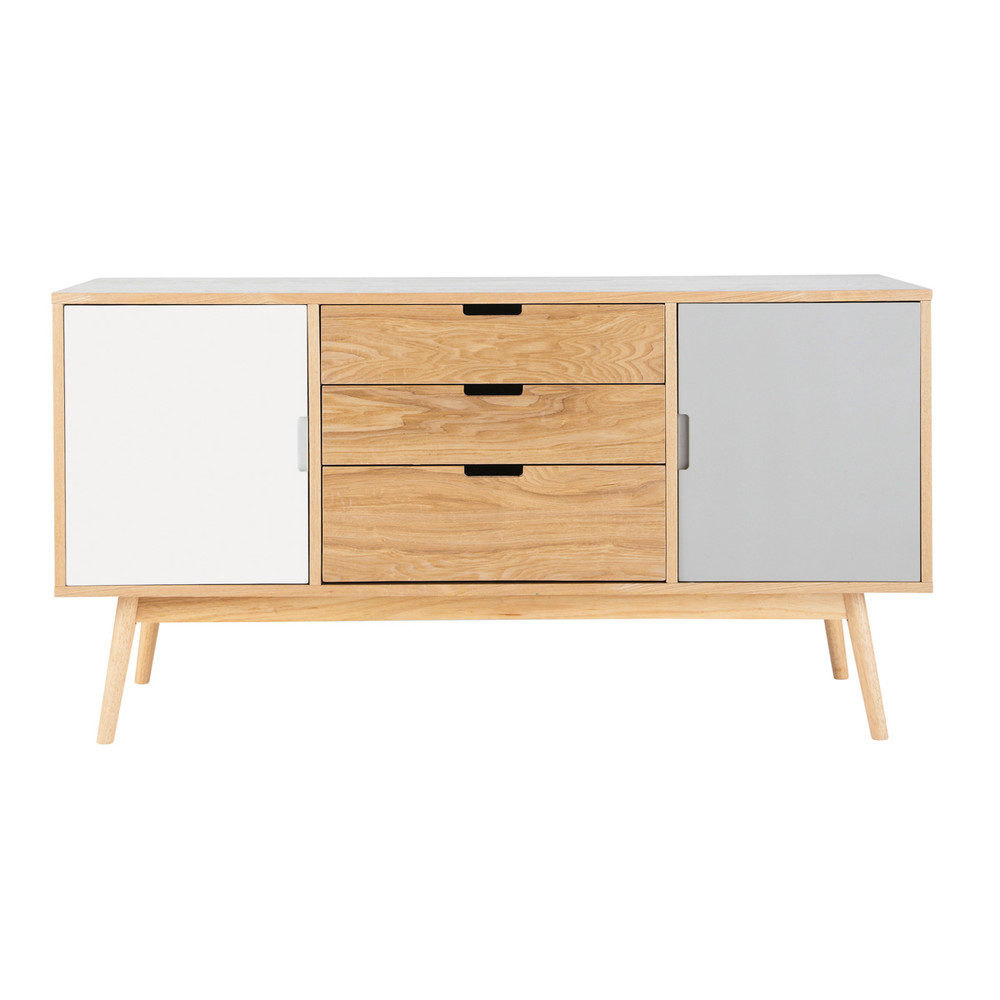 Buffet vintage en bois blanc et gris L 145 cm Fjord Aparador Ferro E Madeira ~ Buffet vintage en bois blanc et gris L 145 cm Fjord
