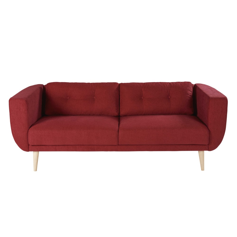 Burgundy 3seater fabric sofa Gaby Maisons du Monde