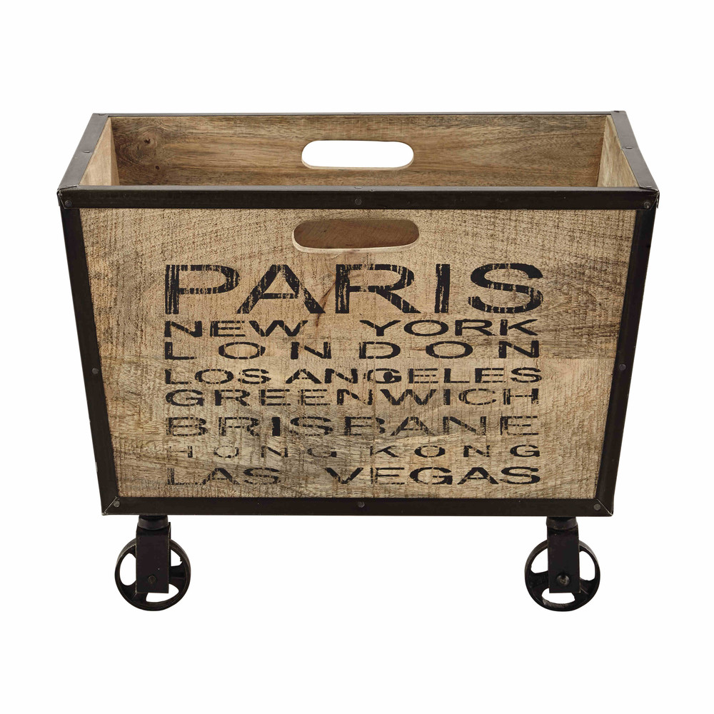 Caja de madera de mango con ruedas 38 × 50 cm GILMORE Maisons du Monde