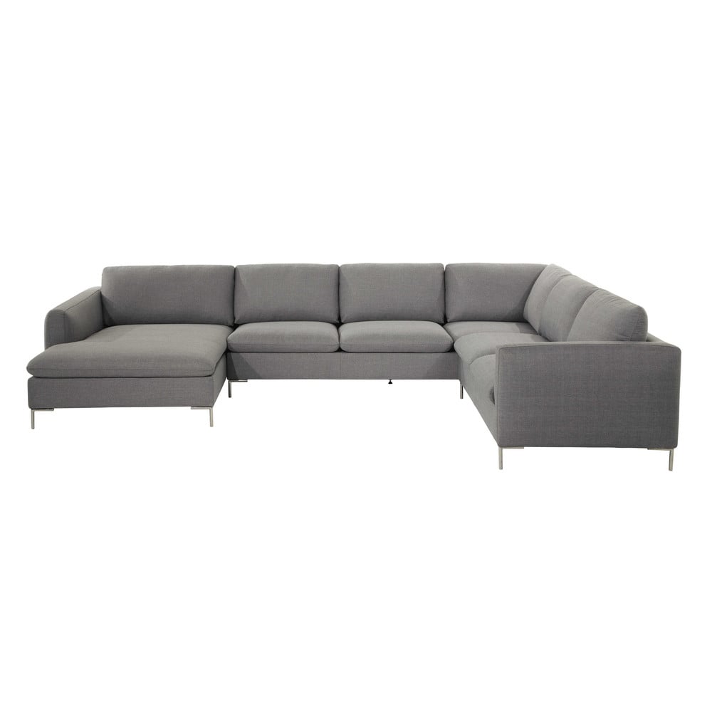 Canapé d'angle 8 places en tissu gris clair City | Maisons ...