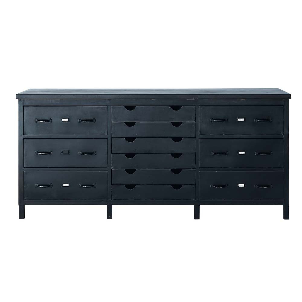 Cassettiera Industriale VidaXL 78x40x93 Cm - Schedario In Metallo Nero Con Finiture Cedro - Foto 8