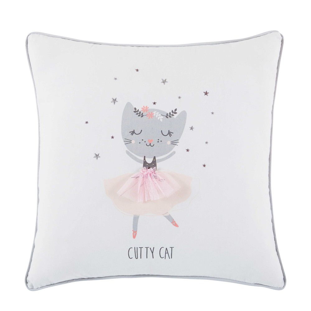 cats printed white cotton cushion 40 x 40 cm maisons du cats printed white cotton cushion 40 x 40 cm maisons du