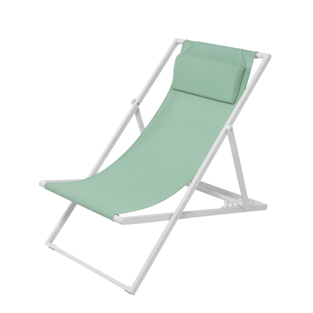 Chaise longue / chilienne en métal et toile plastifiée verte Split