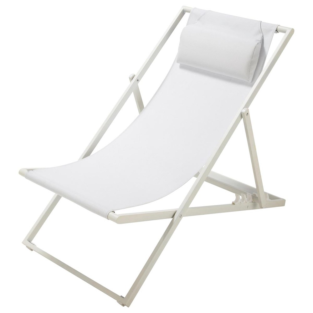 Chaise longue / chilienne pliante en métal blanche Split Maisons du Monde