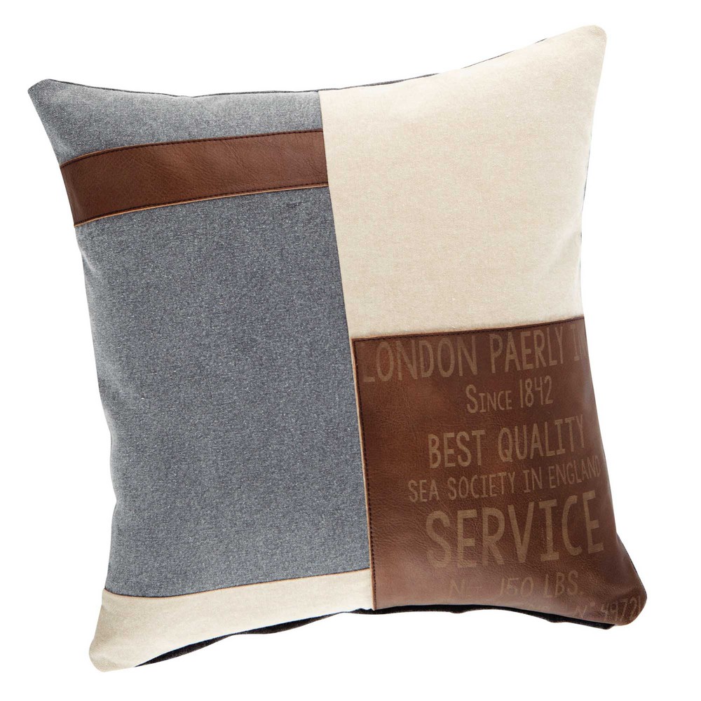 Cojín de algodón beis y marrón 50 x 50 cm NAVY | Maisons du Monde