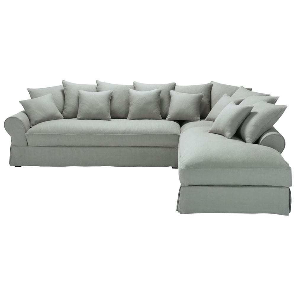 Corner sofa in Light Grey linen, seats 6 Bastide Bastide Maisons du Monde