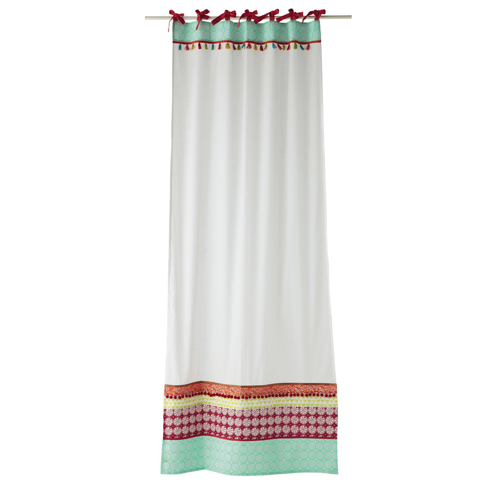Cortina con lazos de algodón blanco 110 × 250 Maisons du Monde Cortina con lazos de algodón blanco 110 × 250 Maisons du Monde