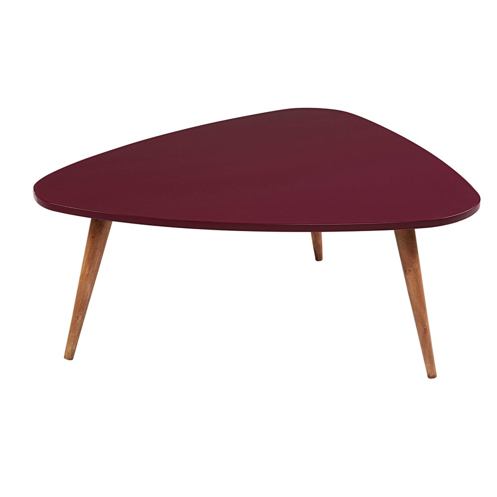 Couchtisch im VintageStil Holzimitation bordeauxrot Couchtisch im VintageStil Holzimitation bordeauxrot