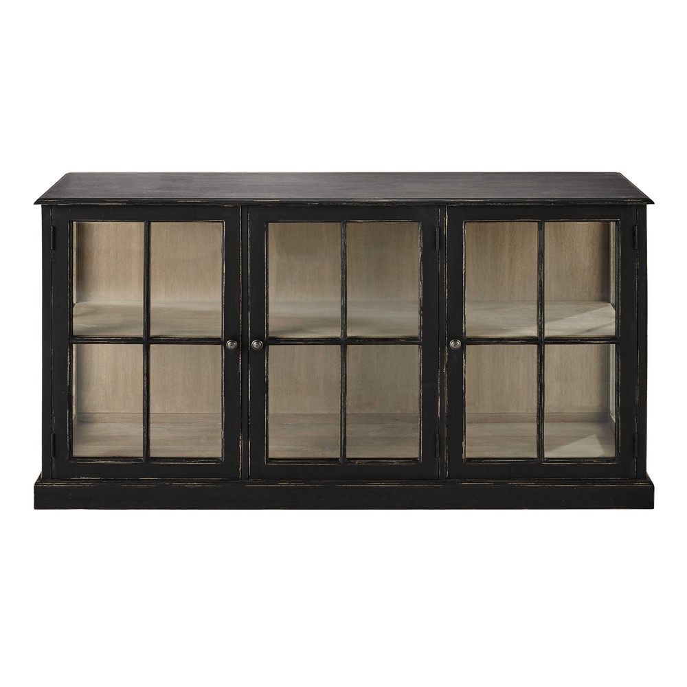 Credenza bassa nera in mango con vetrine L 171 cm Diderot Maisons du